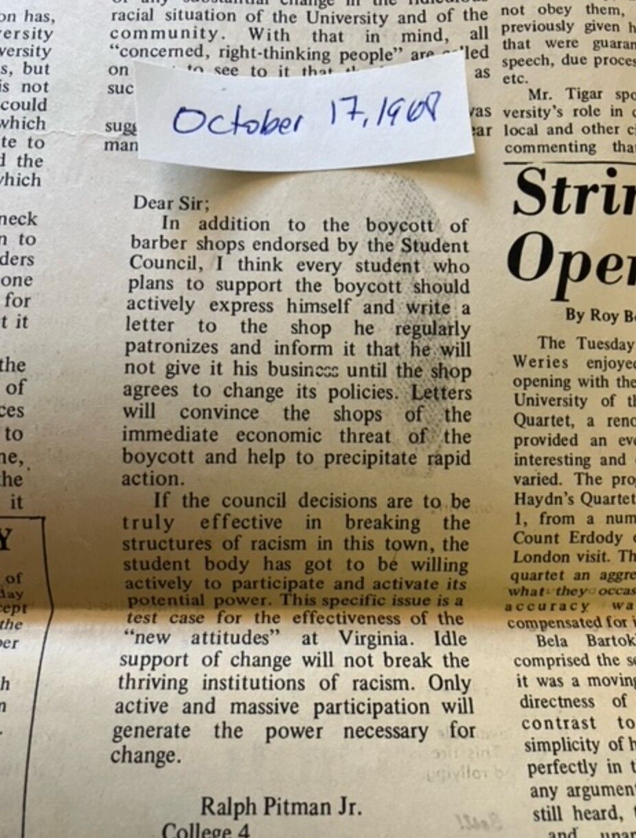 Cavalier Daily Letter to Editor